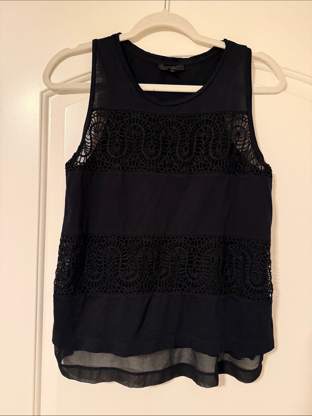 J. Crew Black Tank Top with Crochet Panels